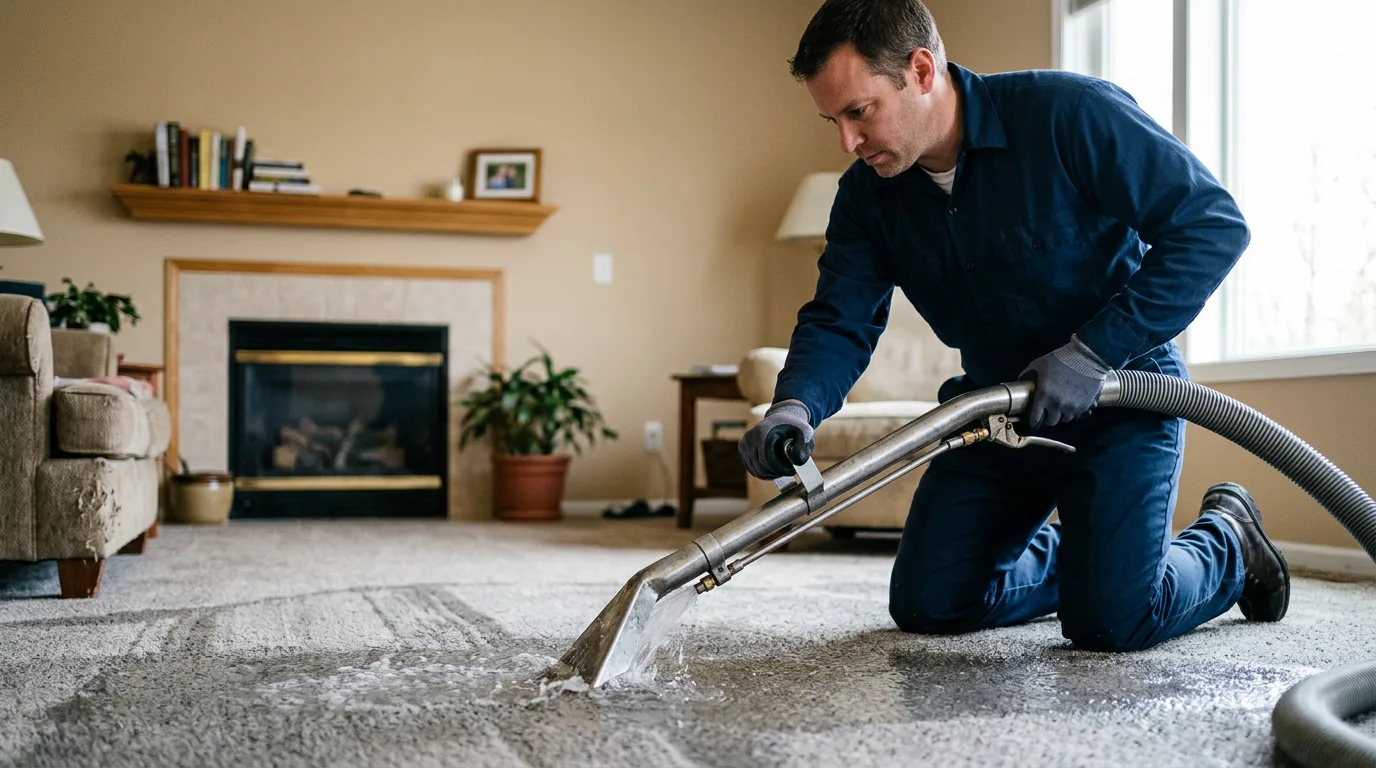 Water damage restoration technician working near Montandon, PA